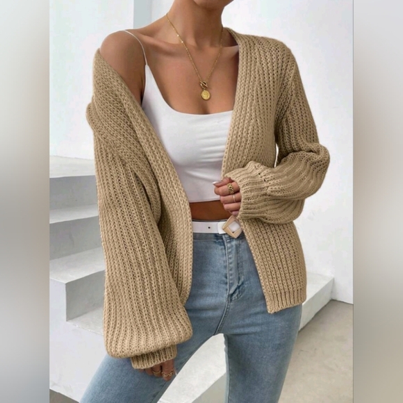 Women's Loose Fit Casual Solid Color Long Sleeve Cardigans, Versatile Daily Wear - Picture 6 of 6